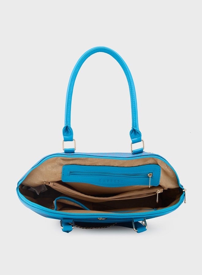Caprese Mist Satchel Large Blue Bag with Adjustable & Detachable Strap|Versatile Shoulder, Crossbody & Handheld Bag for Work, Travel, and Everyday Use, Spacious with Multiple Compartments - Image 4